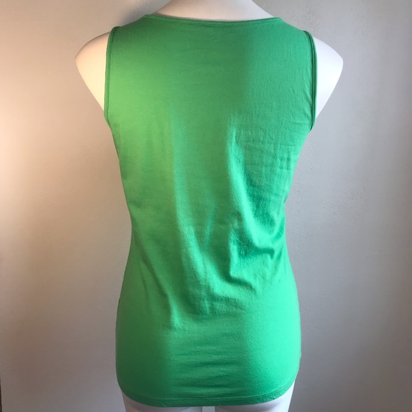 New York & Company Lime Green Eyelet Overlay Tank - Picture 4 of 8